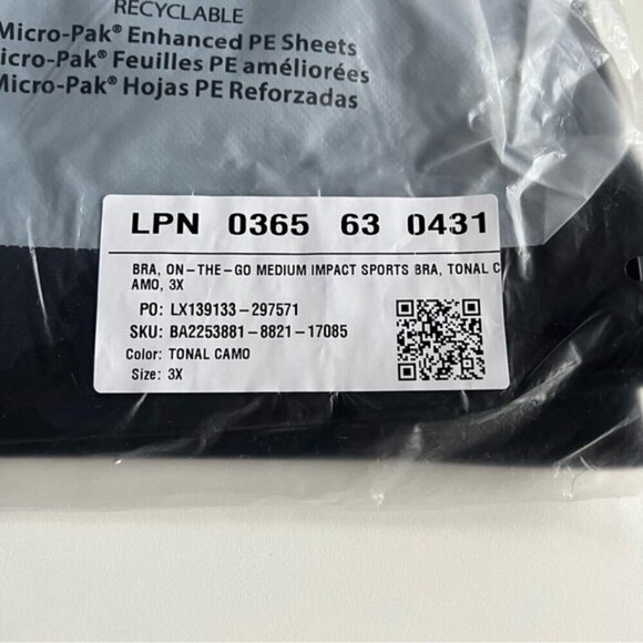 Fabletics - On-The-Go Medium Impact Sports Bra - Tonal Camo. Size: 3X. (1438) - Picture 4 of 10
